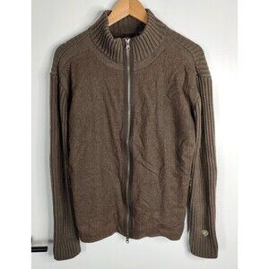 Kuhl Womens Large Full Zip Merino Wool Acrylic Brown Sweater Jacket Logo